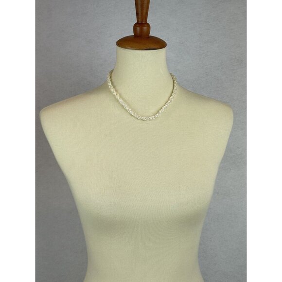 Vintage Faux Freshwater Pearl Twisted Multi-Strand Necklace Dainty Short - Picture 2 of 6